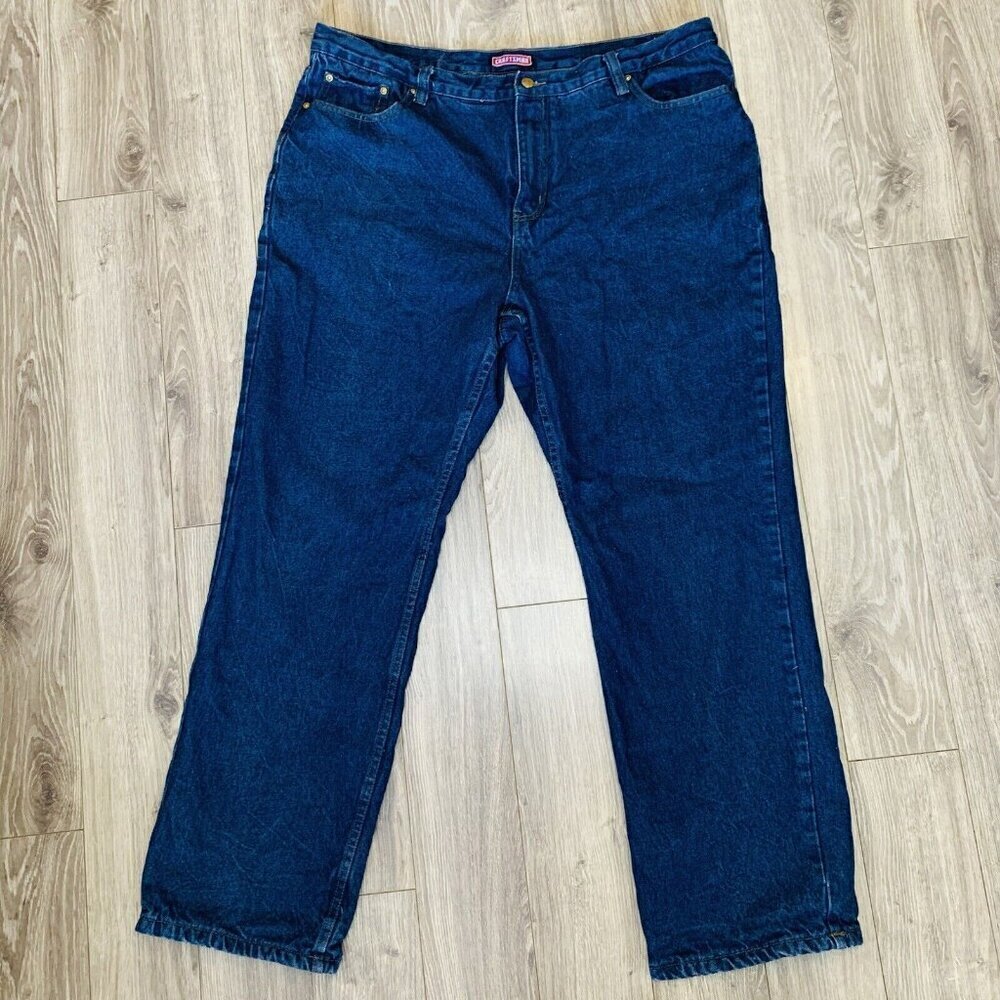 Vintage Craftsman Workwear Insulated Jeans Mens 42x32 Red‎ Linning Winter Pants